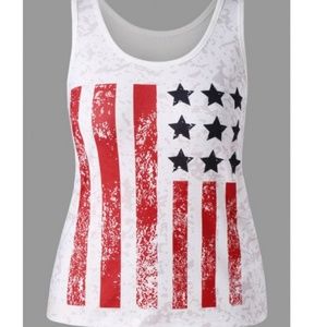Plus Size Summer American Flag Tank Top